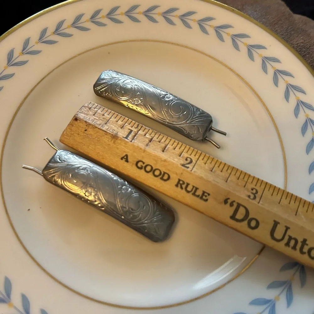 Vintage Etched Silver Barrettes